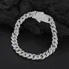 Pulsera de Cadena Cubana de Plata S925 de 8 mm Estilo Hip-Hop Transfronteriza Europea y Americana con Diamantes Moissanita Microincrustados en Forma de Rombo Accesorio de Pulsera para Hombre