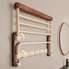 Madera de Nogal Gama Alta Baño Sin Taladro Toallero Colgador Integrado Set de Colgadores Estante de Baño Estante de Almacenamiento Portatoallas