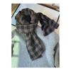 Bufanda Japonesa Artística de Doble Vista a Cuadros de Algodón y Lino Vintage Combinable Otoño e Invierno Cálida Larga para el Cuello Chal para Mujer
