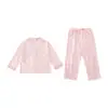 Pijama de Primavera para Niñas Modal Estampado de Gatos Ropa de Casa Primavera y Otoño Ropa de Aire Acondicionado Primavera y Verano para Niñas Conjunto de Primavera para Niñas