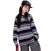 Camiseta Listrada de Manga Longa para Meninas Outono 2026 Novo Estilo Tops para Meninas Primavera e Outono Roupa de Base Infantil Roupas de Outono Meninas