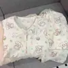 Pijama de Flores Dulce y Lindo Mikko para Mujer, Conjunto de Dos Piezas con Pantalón de Manga Larga para Primavera y Otoño, Ropa de Casa de Dibujos Animados para Estudiantes