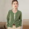 Cardigan de Tricô Cashmere Simples Cor Sólida Gola Redonda Solto Casual para o Dia a Dia Outono Clássico Feminino