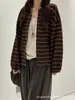 Cárdigan de punto casual a rayas, cuello redondo, botones al frente, manga larga, estilo coreano para mujer, nueva colección principios de otoño 2026, corte holgado, favorecedor y adelgazante