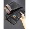 Jeans Bordado de Alta Qualidade Outono e Inverno para Homens, Calças Longas Estampadas da Moda Slim Stretch Retas para Homens