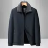 Yingao Negocios Cuello de Piel Solapa de Hombre Chaqueta de Algodón con Forro de Terciopelo Invierno Mediana Edad Casual Acolchado de Diamante Ropa Cálida de Algodón