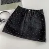 Saia Jeans Floral com Bolinhas para Mulheres Verão 2026 Cintura Alta Emagrecedora Linha A Justa ao Corpo Saia Curta Saia Calça