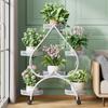 Suporte de Flores Suporte de Armazenamento Interno de Ferro Multicamadas com Rodas de Chão Suporte para Vasos de Flores Verdes Suporte de Flores para Sala de Estar Doméstica Varanda