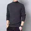Roupa íntima térmica dupla face com gola alta e forro de fleece, camiseta de base masculina, camiseta de manga longa lisa para outono e inverno para homens