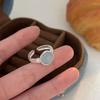 Anillo de Calcedonia de Plata de Ley S925 Suiheng para Mujer Estilo Mori Lujo Ligero Estilo Frío Anillo Redondo Sentido Avanzado Abertura Ajustable