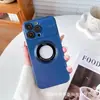 Funda con espejo protector de ventana grande de succión magnética con logo, adecuada para carcasa de teléfono móvil iPhone 15, cubierta protectora de carga mate Apple 14 13