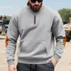 Moletom Casual Masculino de Contraste Pesado com Patch e Zíper, Plus Veludo, Tamanho Grande, Gola Alta, Estilo Transfronteiriço