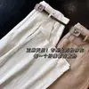 Calça Feminina Casual de Linho Tencel de Alta Qualidade, Cintura Alta Estreita, Emagrecedora, Perna Reta, Com Caimento, Longa, Calça Wide Leg para Mulheres