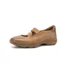 Couro de Vaca de Primeira Camada! Sapatos Mary Jane com Sola Esportiva Silenciosa 2026 Outono Inicial Elástico Cruzado Confortáveis Sapatos Femininos