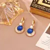 Pendientes Retro Azules Franceses de Concha Natural, Gama Alta, Personalizados, Pendientes de Moda y Sencillos, una Hebilla de Oreja Multiusos para Mujer
