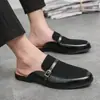 Sapatos de Couro Masculinos Estilo Britânico para Negócios, Meia-Calça, Tamanho Grande, Modernos, Respiráveis, Tamancos Slip-On