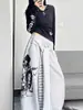 Calça Jogger Criativa Padrão Americano Transfronteiriça Fita com Letra Design Retrô Solta Casual Perna Larga Comércio Exterior