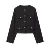 Otoño 2025 Nueva Ropa de Mujer Transfronteriza Europea y Americana Bolsillo Decorado Cuello Redondo Pequeño Aroma Chaqueta Corta W04 17040