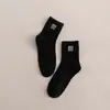 Calcetines para Mujer Zhuji para Otoño e Invierno, Calcetines de Media Pantorrilla, Absorbentes de Sudor y Resistentes al Olor, Calcetines de Algodón de Color Sólido para Mujer, Bordado de Dibujos Animados, Calcetines Personalizados Transfronterizos para Mujer
