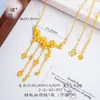 Puzuoqiang Protección de Color Oro Arena Incrustaciones de Diamante Flor de Tres Vidas Flor de Lila Flores Florecientes Como Brocado Collar con Borla Estilo Chino Lujo Ligero Cadena para Clavícula