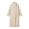 Comercio Exterior 2025 Invierno Nuevo Estilo Europeo y Americano Moda Femenina Elegante Cuello Alto Manga Larga Holgado Color Sólido Abrigo