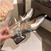 Sapatos Mary Jane com Salto Bloco e Tira de Strass para Mulheres 2026 Novo Estilo Sapatos de Couro Envernizado Preto Raso com Fivela Quadrada para Mulheres