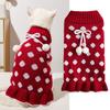 Ropa para cachorros otoño e invierno cuello medio-alto tejido cálido elástica cómoda color liso lunares lazo bola de pelo suéter