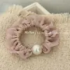 Estilo Coreano Borda de Renda Elástico Pequeno Intestino Pérola Elástico Básico Suave Textura de Alta Classe Não Machuca Cabelo Elástico Corda de Cabelo