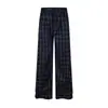 Pantalones casuales de cuadros con un toque relajado, pantalones rectos holgados para hombre, pantalones de pierna ancha con botones de moda versátiles estilo callejero