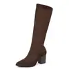 Nuevas botas por encima de la rodilla, nuevas botas largas de otoño e invierno para mujeres petite, botas Martin, zapatos de tacón alto ajustados para mujer para adultos