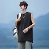 Colete de Seda de Gelo para Homens, Roupa Exterior e Roupa Íntima da Moda de Verão, Moletom Esportivo, Camiseta Sem Mangas Estilo Americano