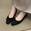 Primer Encuentro: Lazo dulce estilo francés, zapatos de tacón grueso de punta cuadrada y punta baja versátiles, perfectos para ir al trabajo y para el uso diario