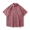 Camisas Nuevas para Hombre Transfronterizas Verano Color Sólido Lino Caída Simple Holgadas Casuales de Manga Corta Tops para Hombre