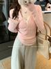 Conjunto de dos piezas de camisola de encaje Pure Desire para mujer, estilo elegante e informal, de manga larga, para otoño