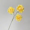 Flor Artificial Rosa Elsa de 3 Cabeças, Flor Artificial para Casamentos, Material de Tecido de Seda, Rosa Aberta com Pétalas em Cor Gradiente