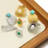 Pendientes de Acero Inoxidable con Textura de Piedra Preciosa Transfronterizos Pendientes Retro de Perlas Pendientes Europeos y Americanos DIY Joyería de Temperamento Venta al por Mayor