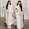 Conjunto de Ropa de Maternidad Nuevo Otoño 2026 Chaleco con Volantes de Moda Conjunto de Vestido Largo de Punto