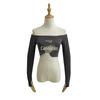 Europeia e Americana Sexy Spice Girl Hollow camiseta de manga comprida Feminino 2024 Verão Novo Slim-fit Shoulder Cropped Short Top