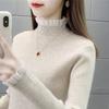 2023 outono e inverno Nova renda fundo preto estilo ocidental interior meia gola tartaruga camisola camisola feminina top