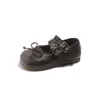 Zapatos de Princesa para Niñas 2026 Otoño Nuevo Estilo Lazo Infantil Correa de Doble Hebilla Niñas Pequeñas Suela Suave Antideslizante Zapatos Individuales Zapatos Pequeños de Cuero