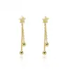 Brincos Longos Prata Meteoro para Mulheres Estilo Suave Brincos com Franjas de Estrela Prata Esterlina S925 Estilo Japonês e Coreano Nicho Sensação de Alto Padrão