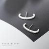 Brincos de Prata Nalan S925 para Mulheres com Letras de Diamante Brincos Grandes em Forma de C com Sorriso de Desenho Animado G4497