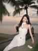 Vestido Sexy Yujie Elegante de Alça Fina Slim-fit com Ombro Caído Feminino Francês de Alta Qualidade Sem Alças Longo Vestido Fenda Cauda de Peixe
