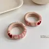 Goma para el pelo de cuadros grande con forma de corazón, estilo retro coreano, cuerda elástica de alta gama para coleta, accesorio para el pelo para mujer