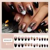 Unhas Curtas Amêndoas de Natal para Comércio Exterior, Manicure com Pontos de Diamante para Atmosfera de Feriado, 24 Peças de Unhas Elegantes e Doces Usáveis