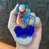 Chaveiro Coração Cheio de Diamantes Vazado Criativo Diamante Amor Chaveiro de Carro Portátil Pingente de Bolsa para Estojo de Fone de Ouvido
