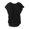 Camiseta Irregular de Manga Curta com Decote V para o Verão 2024 Feminina de Comprimento Médio Estilo Coreano Soltinha Pregas nos Ombros