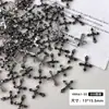Accesorios populares para decoración de uñas en forma de cruz al por mayor, estilo punk ins, remache de aleación oscura color plata antigua y decoraciones de diamantes para uñas