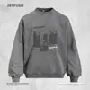 Sudadera con cuello redondo y estampado abstracto estilo americano para hombre, primavera y otoño, holgada, casual, vintage, moderna, pullover, camisa deportiva