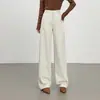 [Antiarrugas y Suavidad] Pantalones de Pierna Ancha de Lana Tencel Cintura Alta Pierna Recta Pantalones Casuales de Traje para Mujer 2026 Otoño Nuevo Estilo Corte Holgado